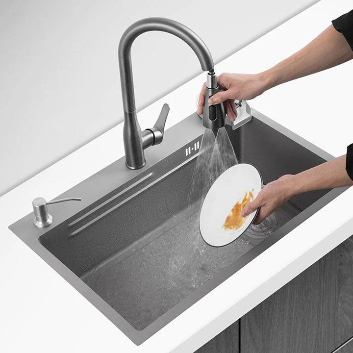 Contemporary Style Kitchen Sink Single Bowl Kitchen Sink with Rectangle Shape -Bathlova