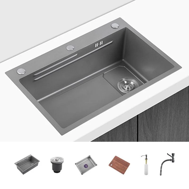 Contemporary Style Kitchen Sink Single Bowl Kitchen Sink with Rectangle Shape -Bathlova