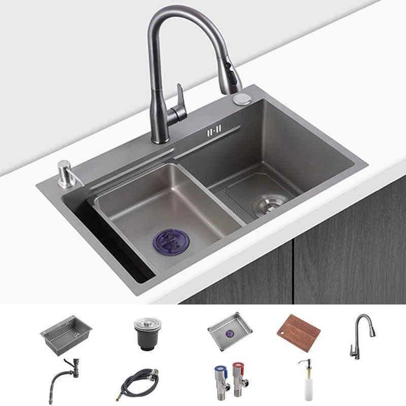 Contemporary Style Kitchen Sink Single Bowl Kitchen Sink with Rectangle Shape -Bathlova