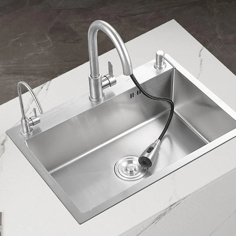 Contemporary Style Kitchen Sink Soundproof Detail Kitchen Sink with Overflow Hole -Bathlova