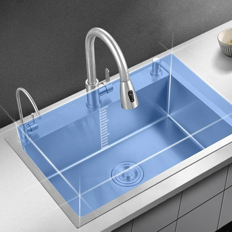 Contemporary Style Kitchen Sink Soundproof Detail Kitchen Sink with Overflow Hole -Bathlova