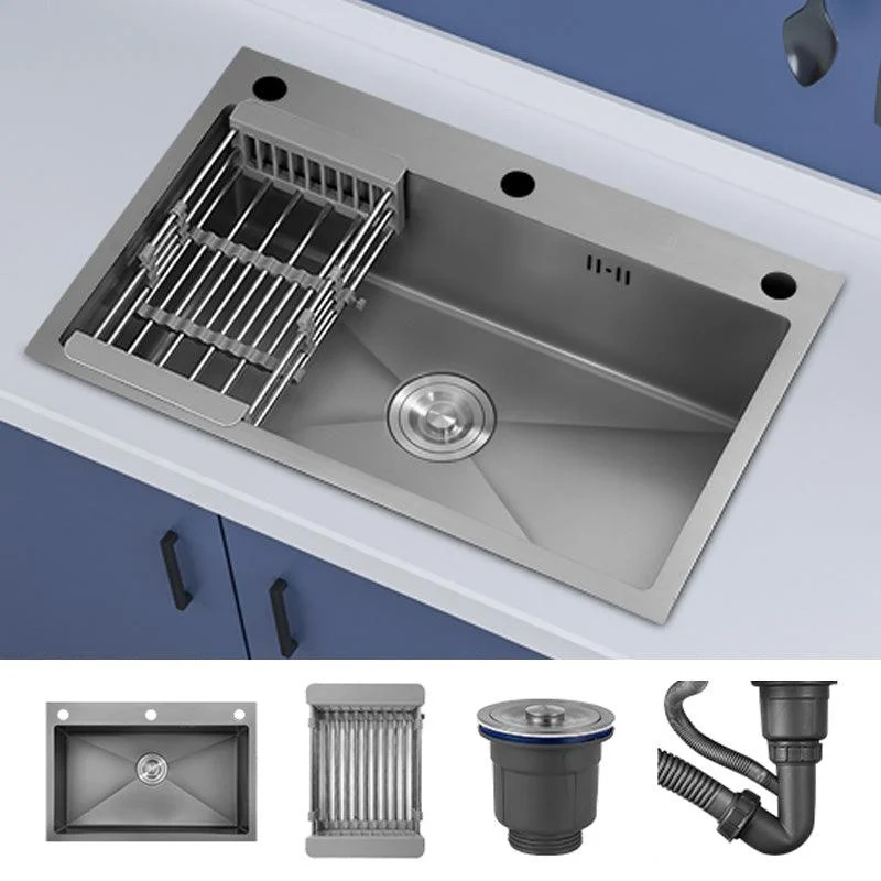 Contemporary Style Kitchen Sink Soundproof Kitchen Sink with Basket Strainer -Bathlova