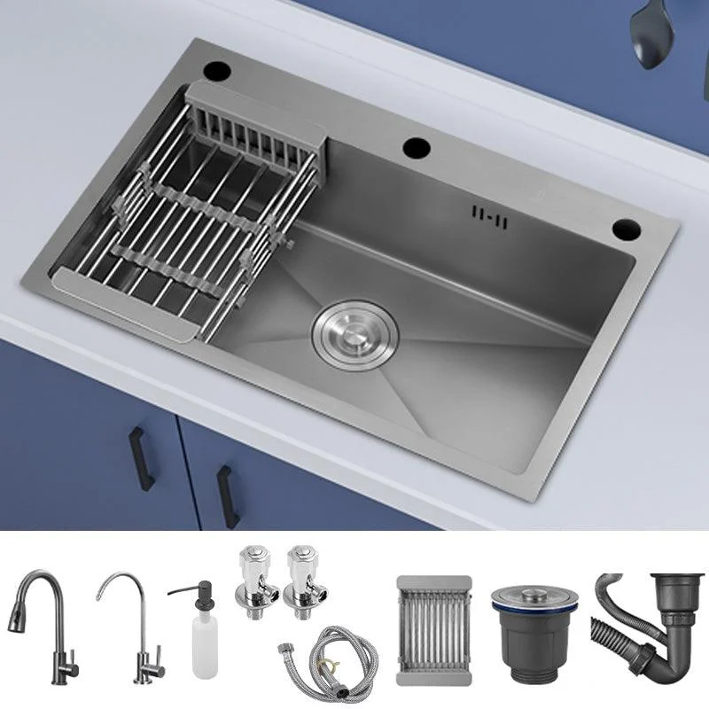 Contemporary Style Kitchen Sink Soundproof Kitchen Sink with Basket Strainer -Bathlova