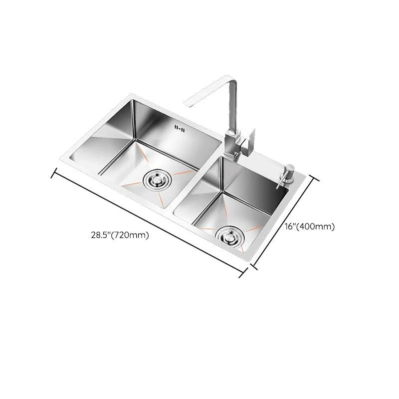 Contemporary Style Kitchen Sink Stainless Steel 2 Holes Drop-In Kitchen Double Sink -Bathlova