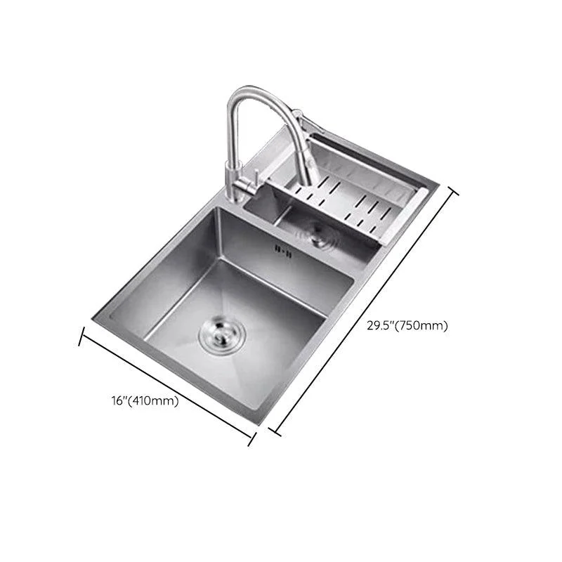 Contemporary Style Kitchen Sink Stainless Steel 2 Holes Drop-In Kitchen Double Sink -Bathlova