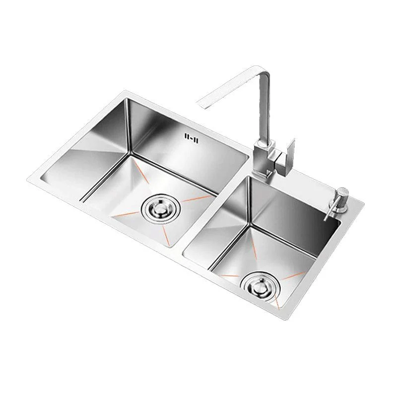 Contemporary Style Kitchen Sink Stainless Steel 2 Holes Drop-In Kitchen Double Sink -Bathlova