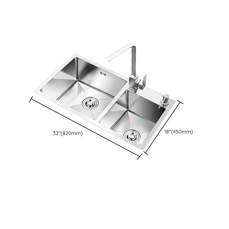 Contemporary Style Kitchen Sink Stainless Steel 2 Holes Drop-In Kitchen Double Sink -Bathlova