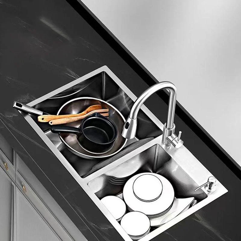 Contemporary Style Kitchen Sink Stainless Steel 2 Holes Drop-In Kitchen Double Sink -Bathlova