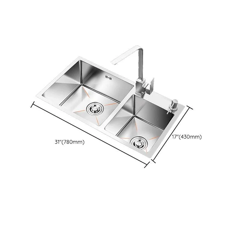 Contemporary Style Kitchen Sink Stainless Steel 2 Holes Drop-In Kitchen Double Sink -Bathlova