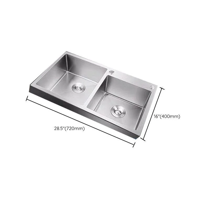 Contemporary Style Kitchen Sink Stainless Steel 2 Holes Drop-In Kitchen Double Sink -Bathlova