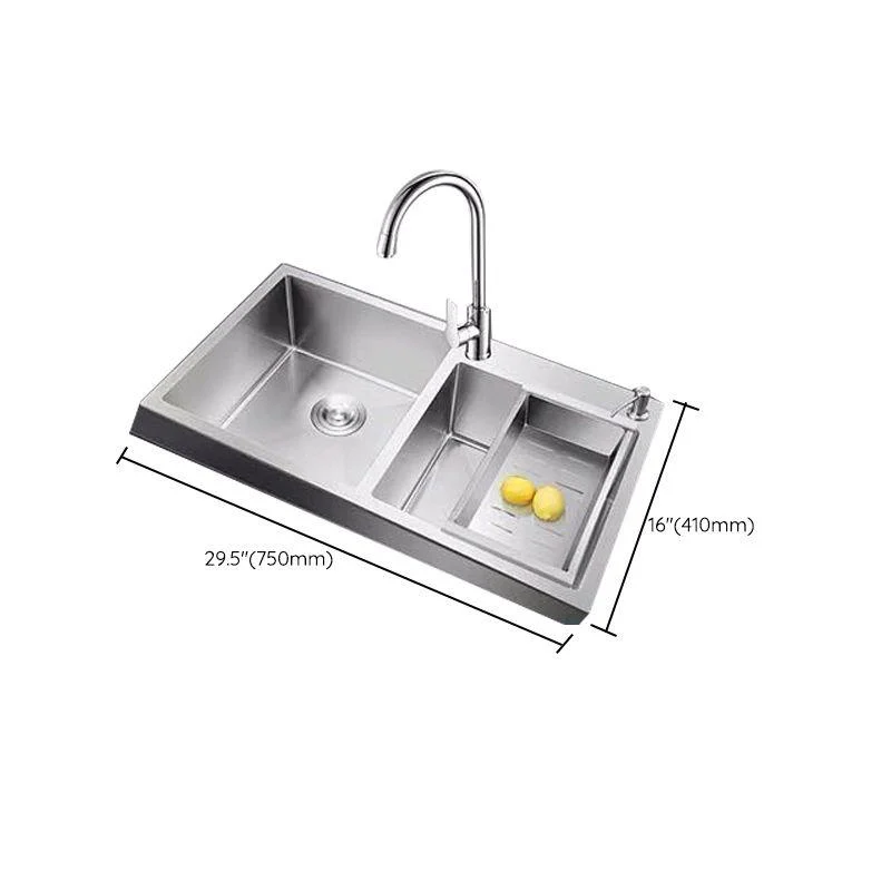 Contemporary Style Kitchen Sink Stainless Steel 2 Holes Drop-In Kitchen Double Sink -Bathlova