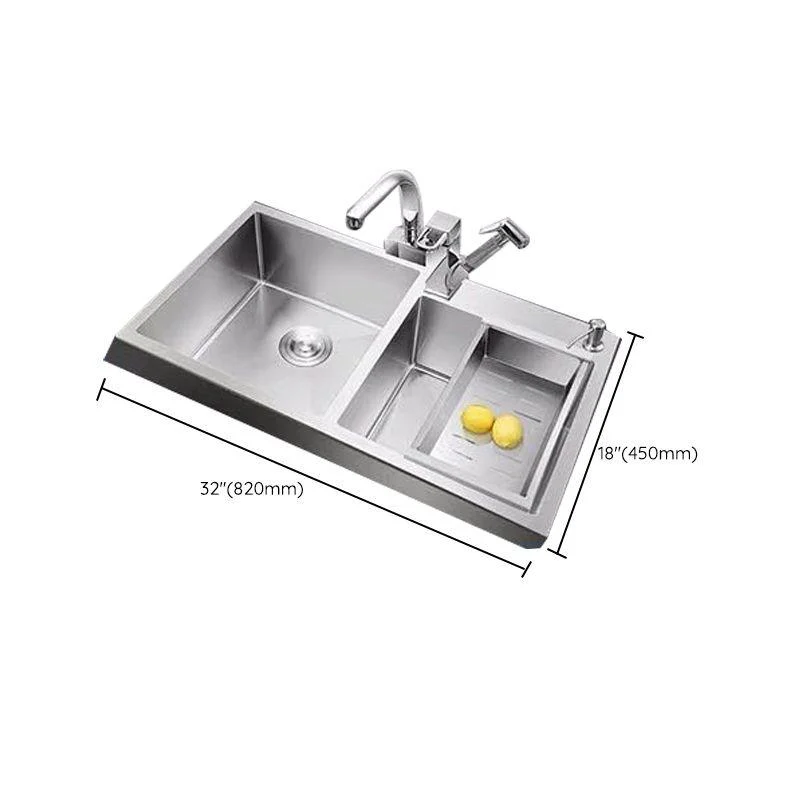 Contemporary Style Kitchen Sink Stainless Steel 2 Holes Drop-In Kitchen Double Sink -Bathlova