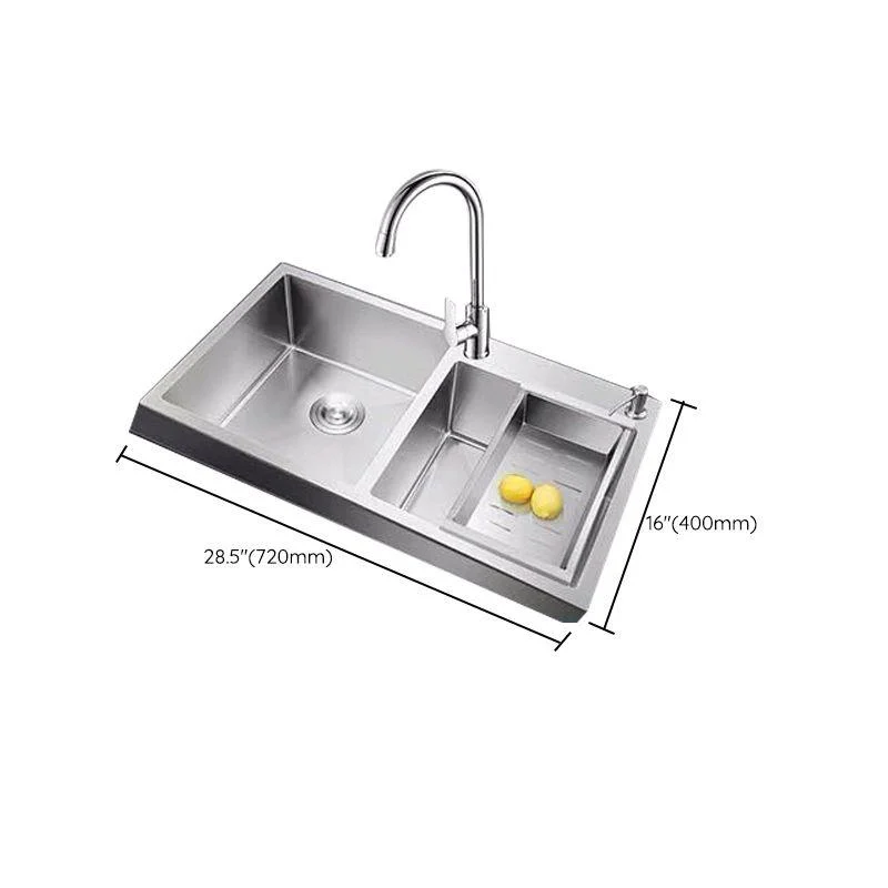 Contemporary Style Kitchen Sink Stainless Steel 2 Holes Drop-In Kitchen Double Sink -Bathlova