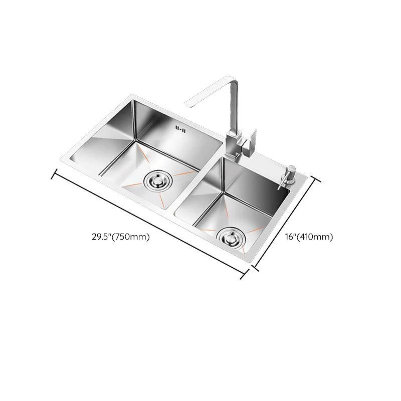 Contemporary Style Kitchen Sink Stainless Steel 2 Holes Drop-In Kitchen Double Sink -Bathlova