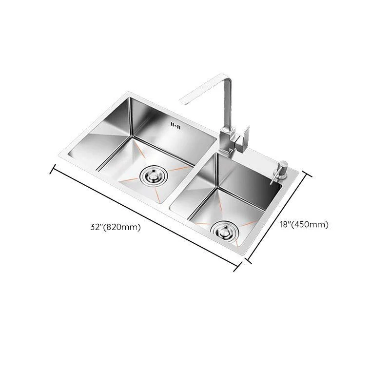 Contemporary Style Kitchen Sink Stainless Steel 2 Holes Drop-In Kitchen Double Sink -Bathlova