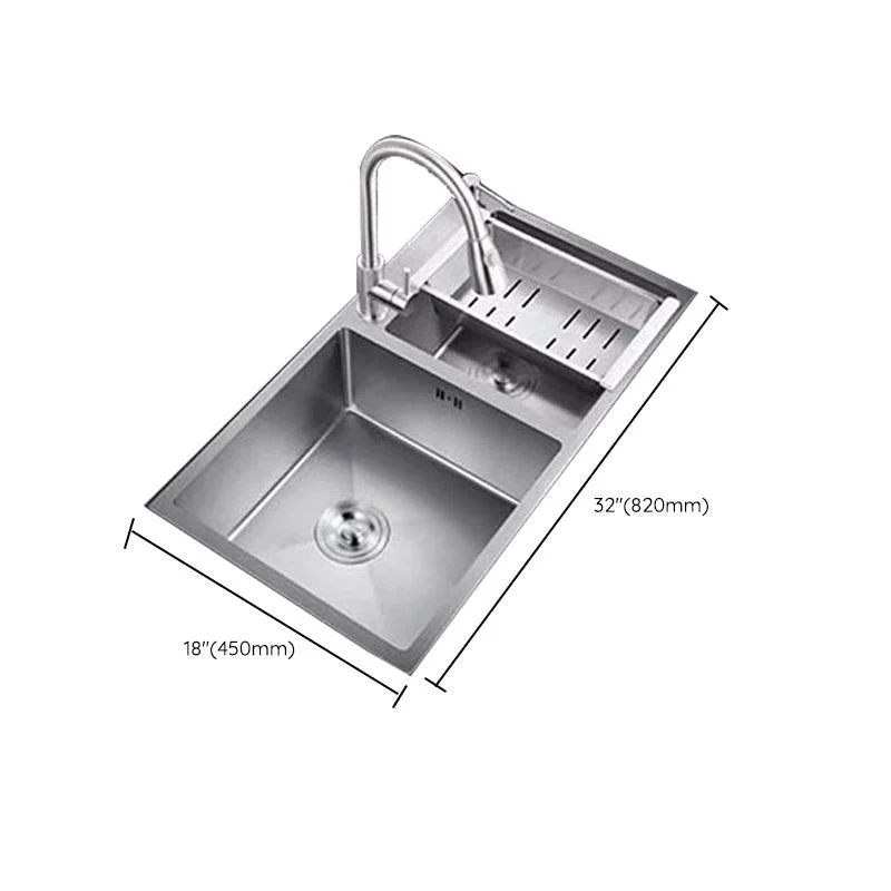 Contemporary Style Kitchen Sink Stainless Steel 2 Holes Drop-In Kitchen Double Sink -Bathlova