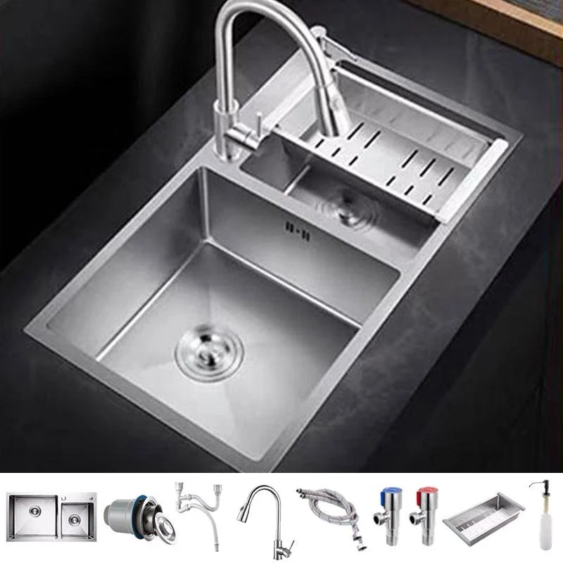 Contemporary Style Kitchen Sink Stainless Steel 2 Holes Drop-In Kitchen Double Sink -Bathlova