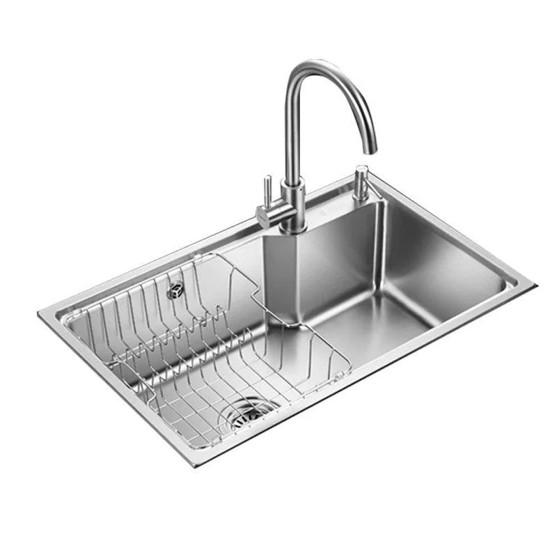 Contemporary Style Kitchen Sink Stainless Steel 2 Holes Drop-In Kitchen Sink -Bathlova