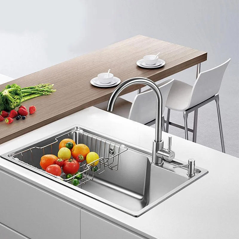 Contemporary Style Kitchen Sink Stainless Steel 2 Holes Drop-In Kitchen Sink -Bathlova