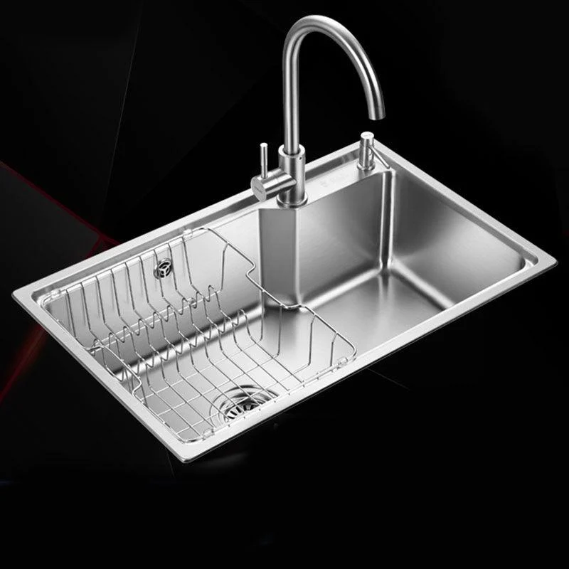 Contemporary Style Kitchen Sink Stainless Steel 2 Holes Drop-In Kitchen Sink -Bathlova