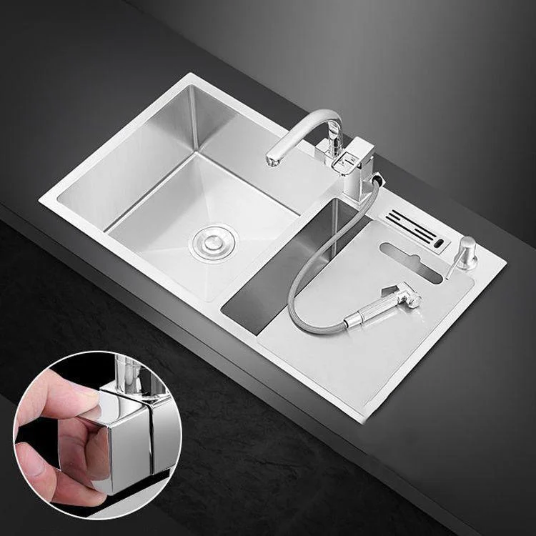 Contemporary Style Kitchen Sink Stainless Steel 2 Holes Kitchen Double Sink -Bathlova