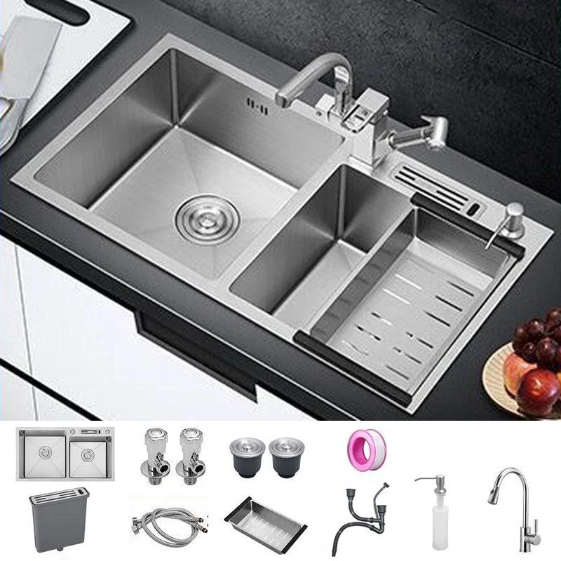 Contemporary Style Kitchen Sink Stainless Steel 2 Holes Kitchen Double Sink -Bathlova