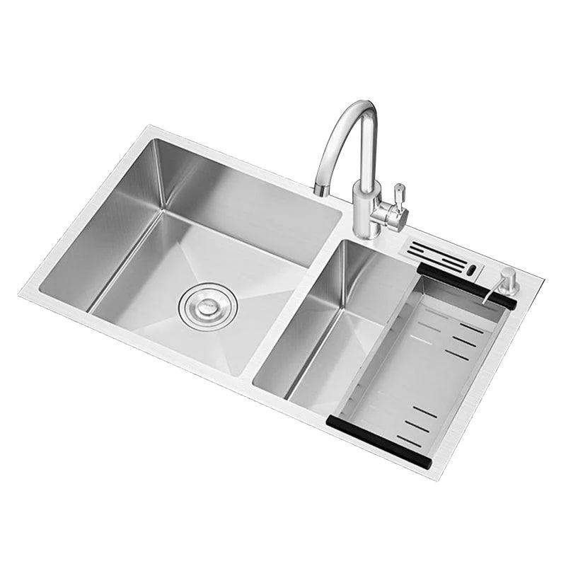 Contemporary Style Kitchen Sink Stainless Steel 2 Holes Kitchen Double Sink -Bathlova