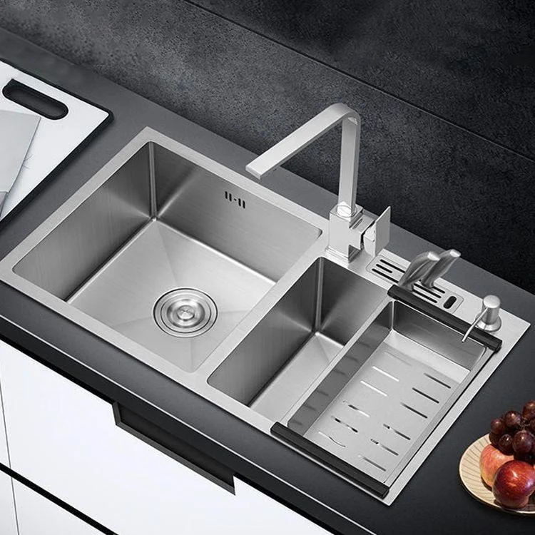 Contemporary Style Kitchen Sink Stainless Steel 2 Holes Kitchen Double Sink -Bathlova