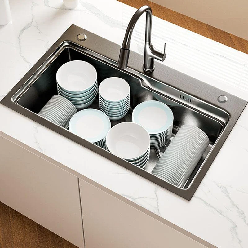 Contemporary Style Kitchen Sink Stainless Steel 3 Holes Drop-In Kitchen Sink -Bathlova