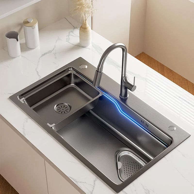 Contemporary Style Kitchen Sink Stainless Steel 3 Holes Drop-In Kitchen Sink -Bathlova