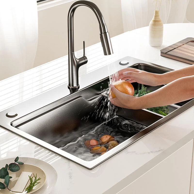 Contemporary Style Kitchen Sink Stainless Steel 3 Holes Drop-In Kitchen Sink -Bathlova