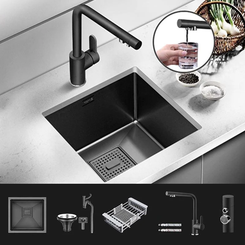 Contemporary Style Kitchen Sink Stainless Steel Overflow Hole Design Kitchen Sink -Bathlova