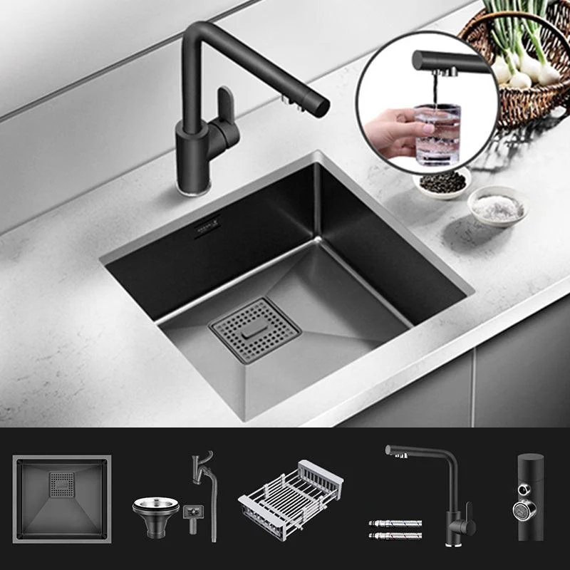 Contemporary Style Kitchen Sink Stainless Steel Overflow Hole Design Kitchen Sink -Bathlova