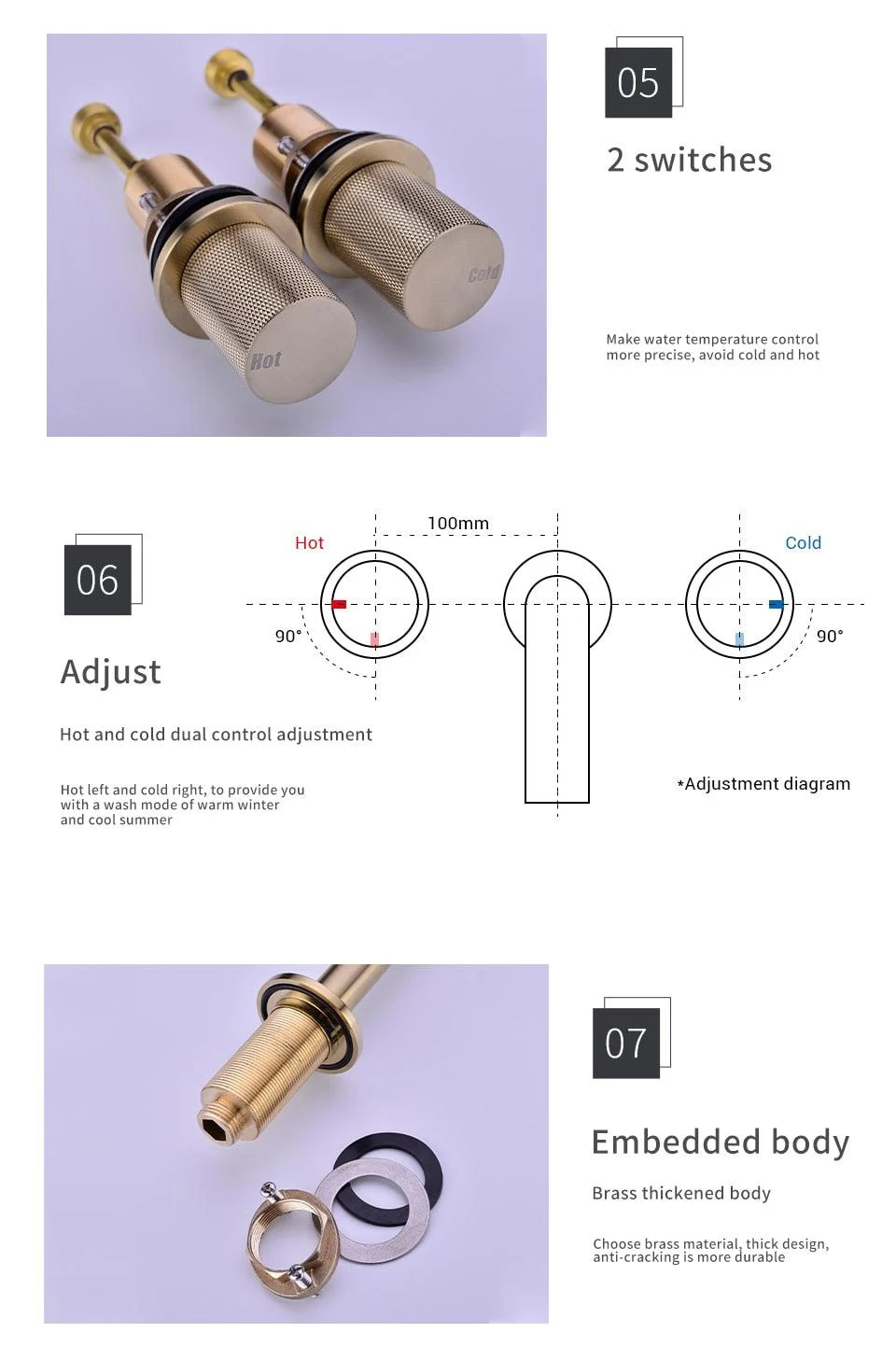 Elegant Brass Sink Tap Basin Mixer for Mixed Hot and Cold Water -Bathlova