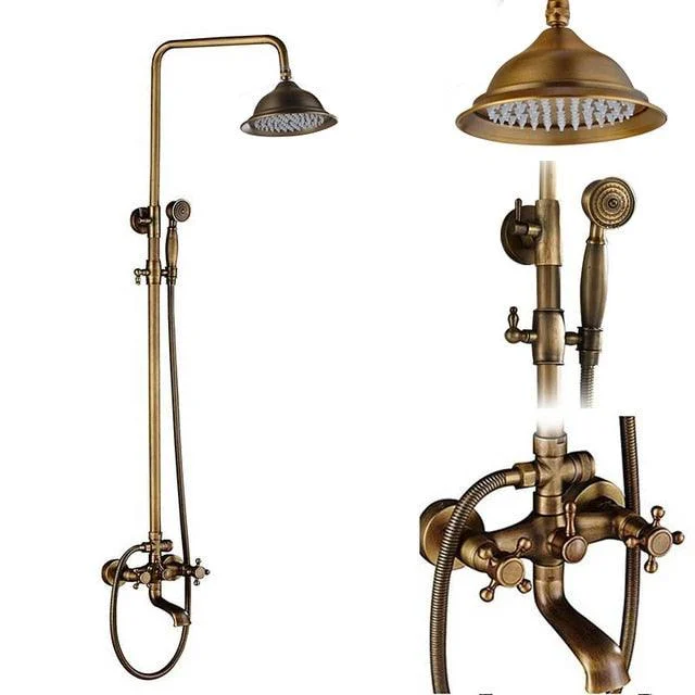 Elegant Shower Set with Brass Antique Finish Vintage Brass Shower Set -Bathlova