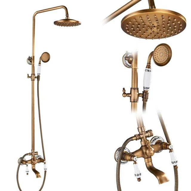 Elegant Shower Set with Brass Antique Finish Vintage Brass Shower Set -Bathlova