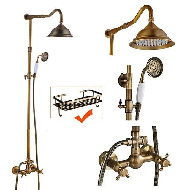 Elegant Shower Set with Brass Antique Finish Vintage Brass Shower Set -Bathlova