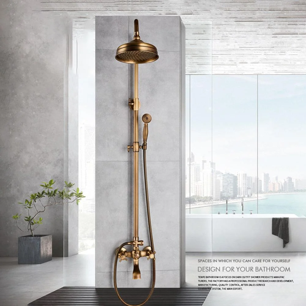 Elegant Shower Set with Brass Antique Finish Vintage Brass Shower Set -Bathlova