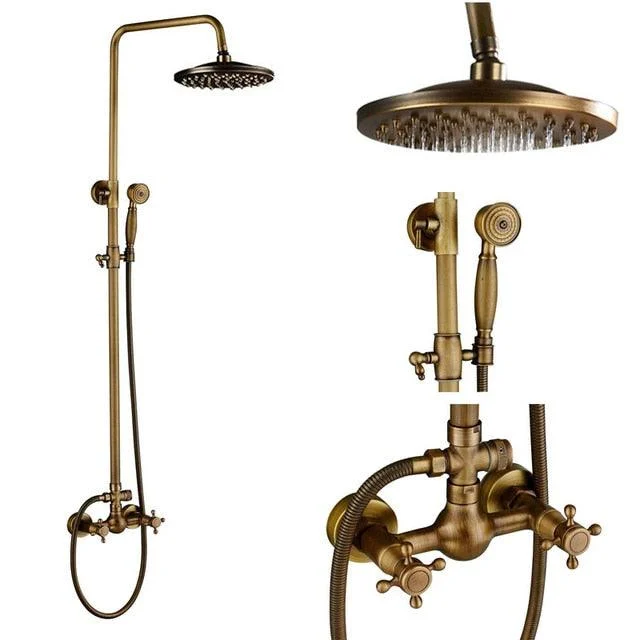 Elegant Shower Set with Brass Antique Finish Vintage Brass Shower Set -Bathlova