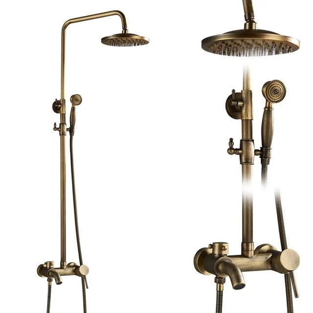 Elegant Shower Set with Brass Antique Finish Vintage Brass Shower Set -Bathlova