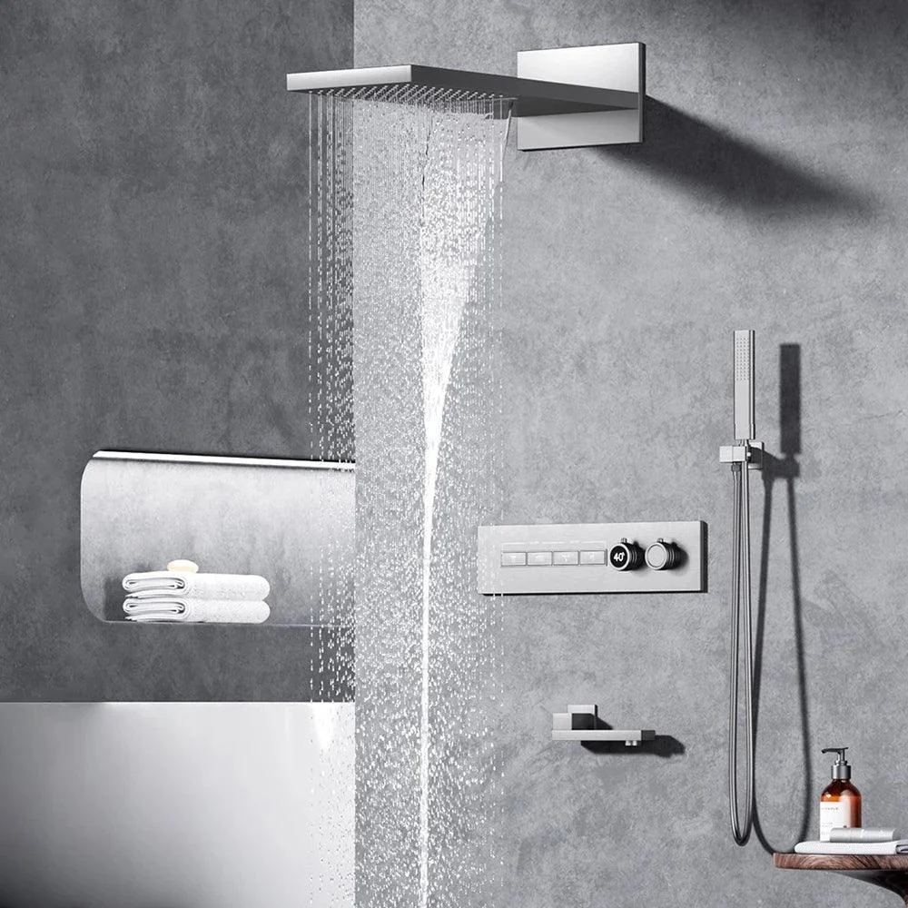 Embedded Box Shower Tap Ceiling Control LED Rainfall Shower Mixer Set -Bathlova