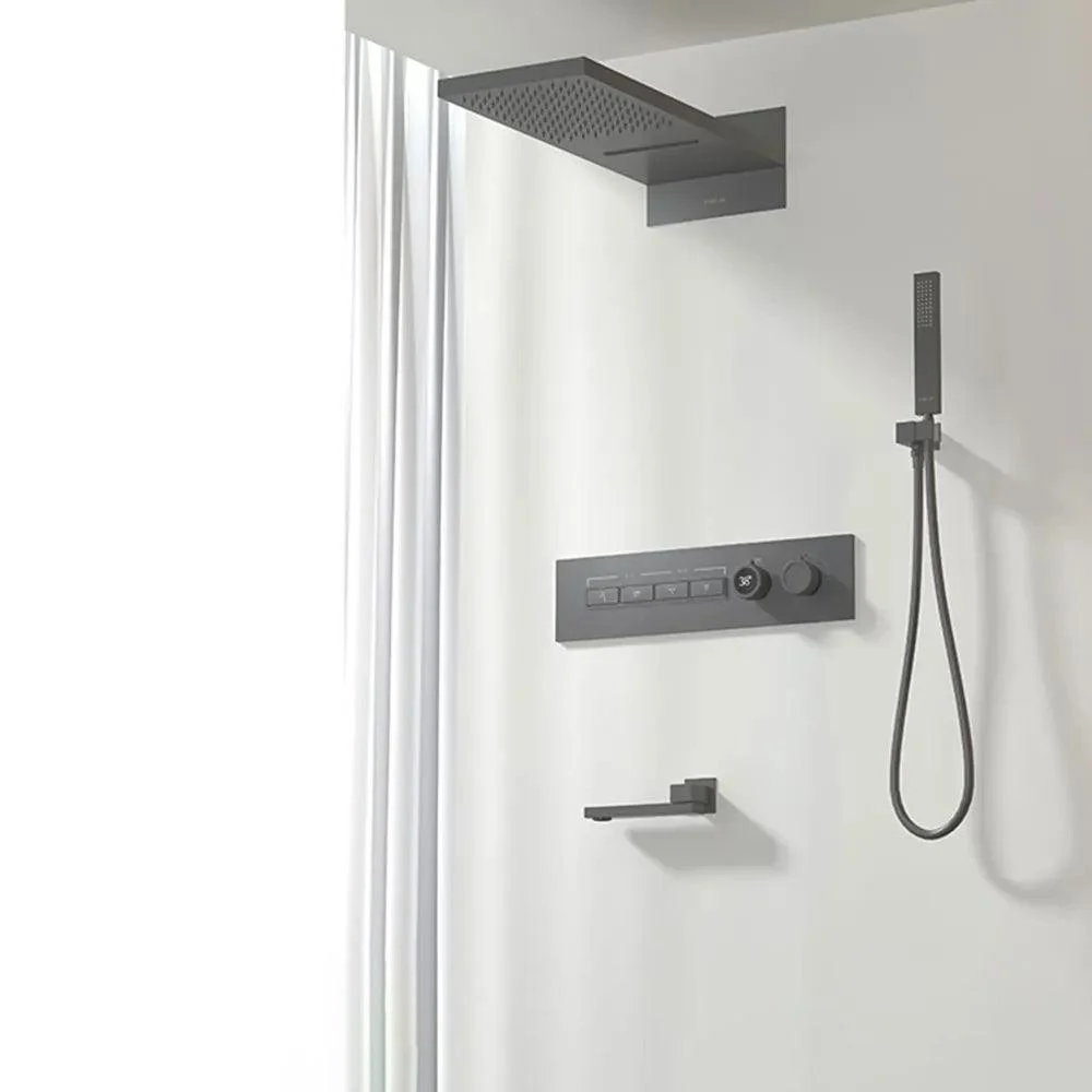 Embedded Box Shower Tap Ceiling Control LED Rainfall Shower Mixer Set -Bathlova