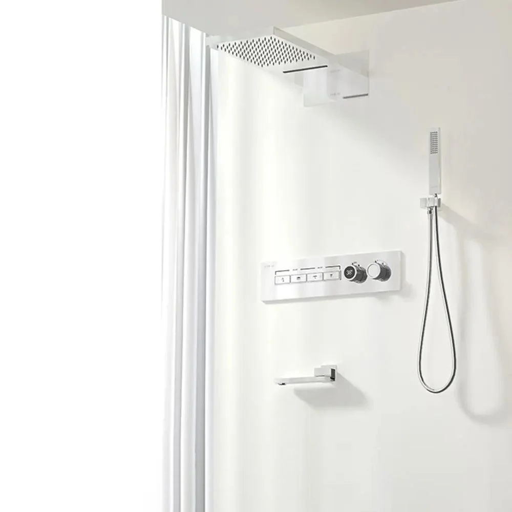 Embedded Box Shower Tap Ceiling Control LED Rainfall Shower Mixer Set -Bathlova