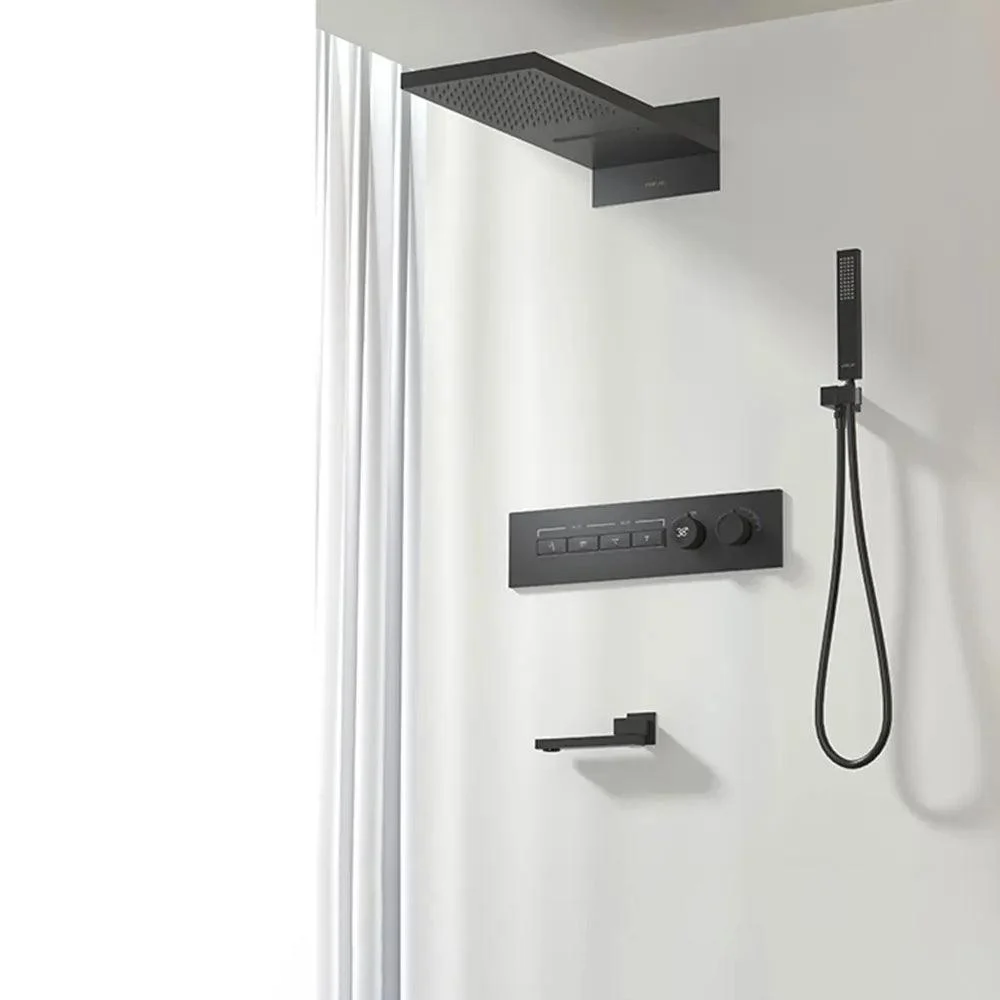 Embedded Box Shower Tap Ceiling Control LED Rainfall Shower Mixer Set -Bathlova