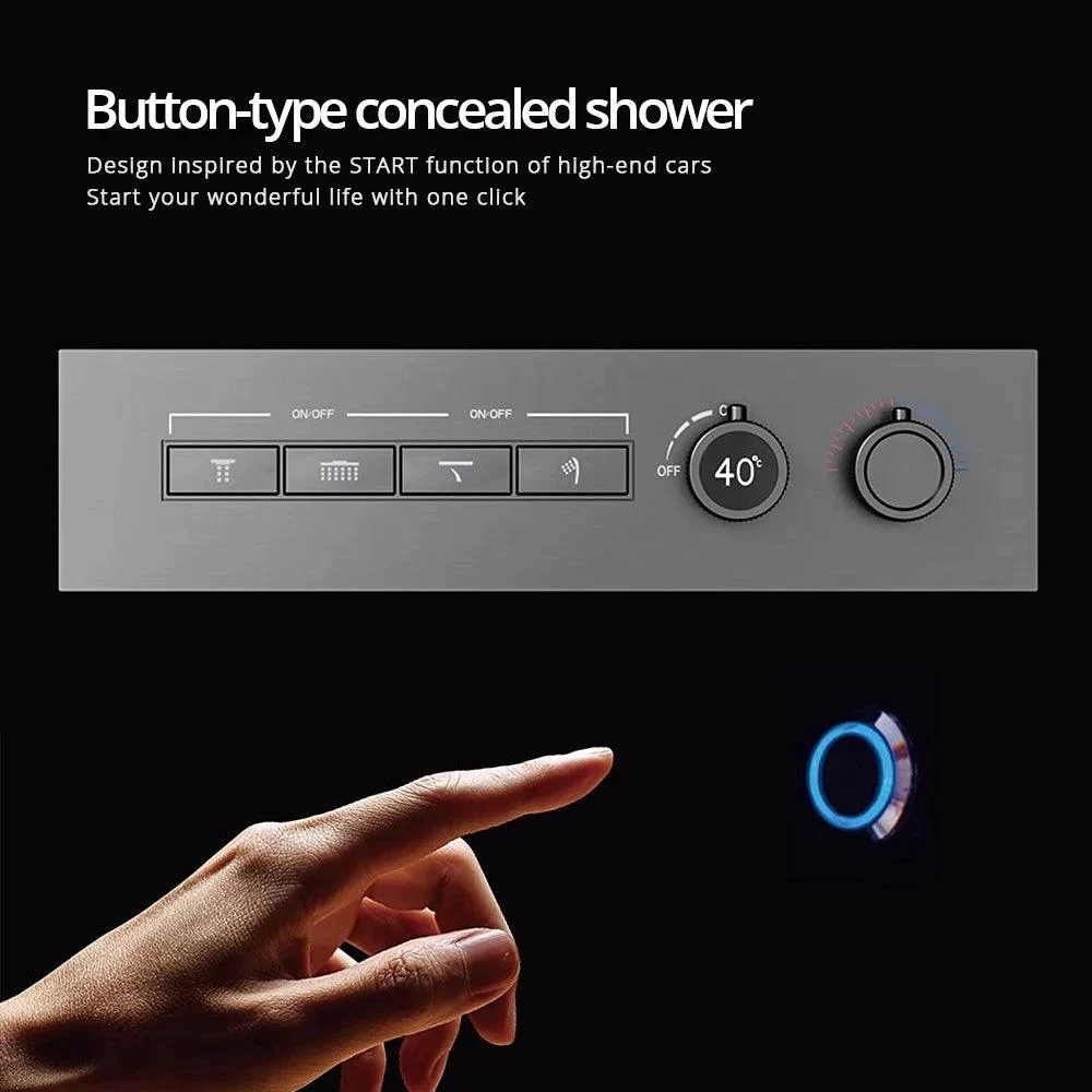 Embedded Box Shower Tap Ceiling Control LED Rainfall Shower Mixer Set -Bathlova