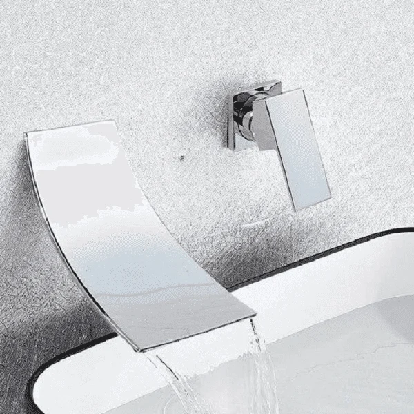 Etienne - Chrome Wall Mount Waterfall Flow Single Handle Tap -Bathlova