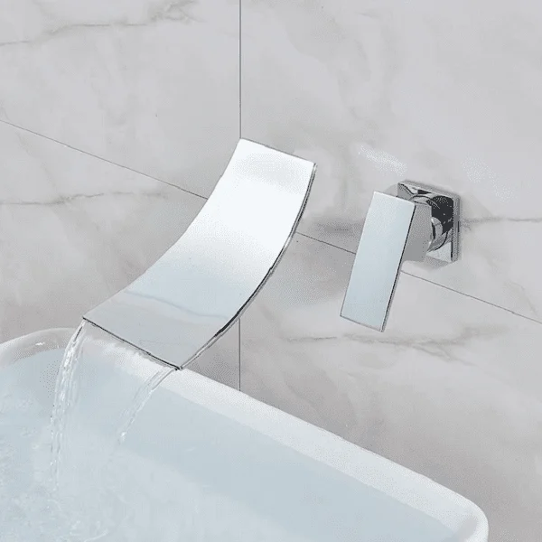 Etienne - Chrome Wall Mount Waterfall Flow Single Handle Tap -Bathlova