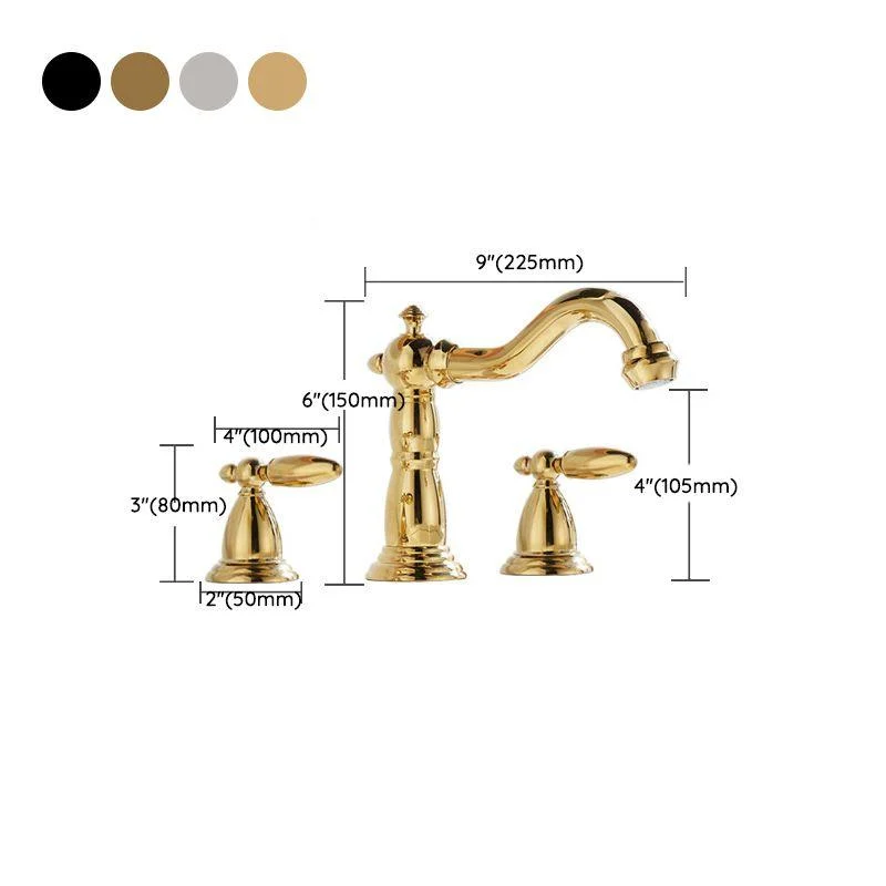 European Style Widespread Basin Tap Brass 2 Handle Bathroom Vessel Tap with Hoses -Bathlova