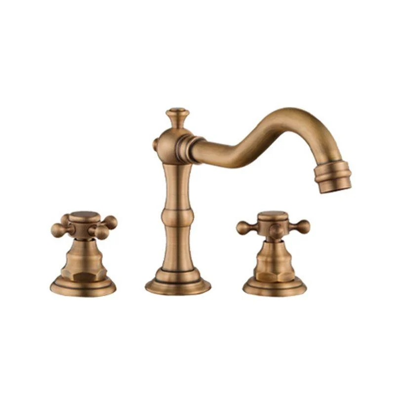 European Style Widespread Basin Tap Brass 2 Handle Bathroom Vessel Tap with Hoses -Bathlova