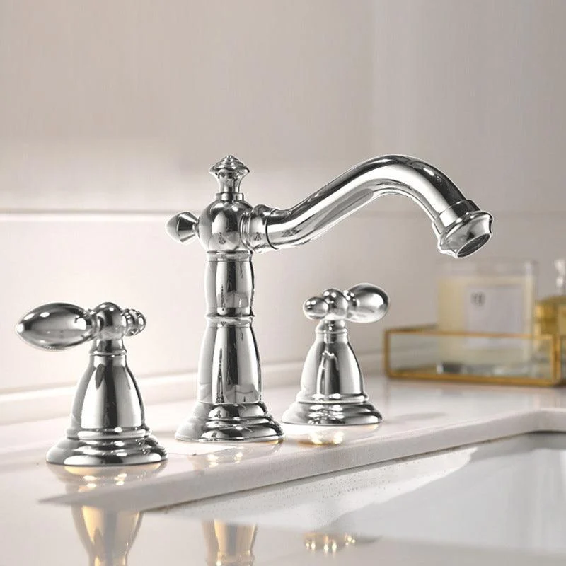 European Style Widespread Basin Tap Brass 2 Handle Bathroom Vessel Tap with Hoses -Bathlova